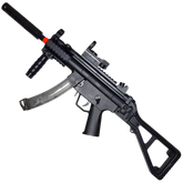 MP5K gel blaster by XYL in black finish with compact nylon body, nylon gearbox, and versatile firing modes.